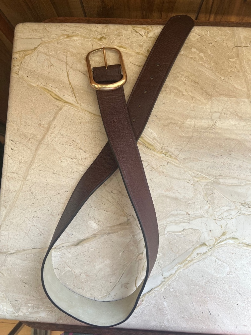 Coldwater Creek Vintage 2011 Brown Leather Belt Gold Tone Buckle Classic
